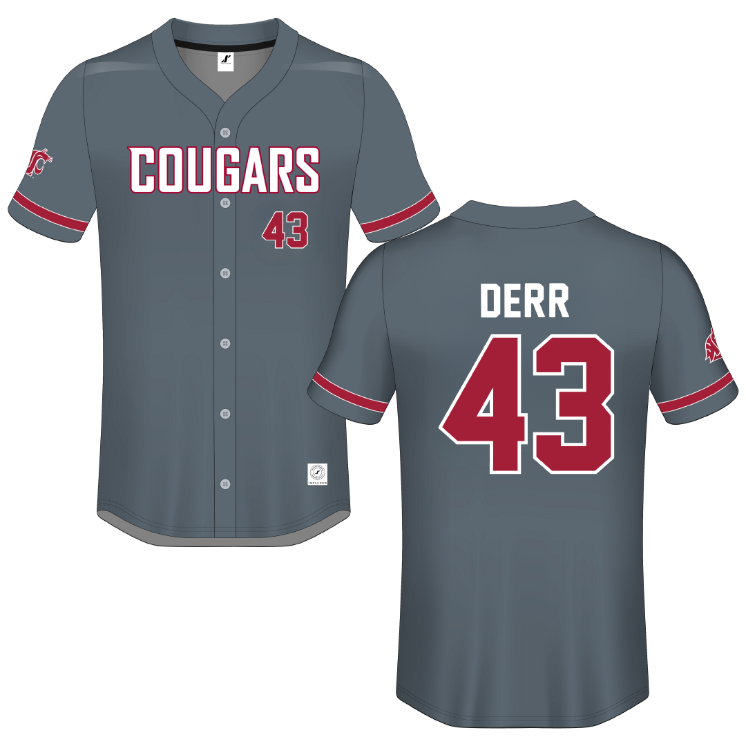 Washington State University Gray Button-Down Jersey - #43 Gavin Derr