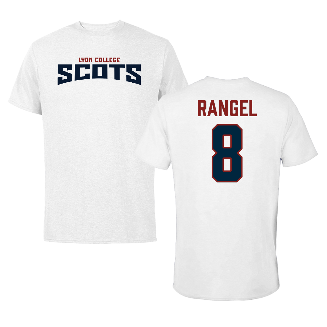 Lyon College Soccer (M) White Classic Performance Tee - #8 Micah Rangel