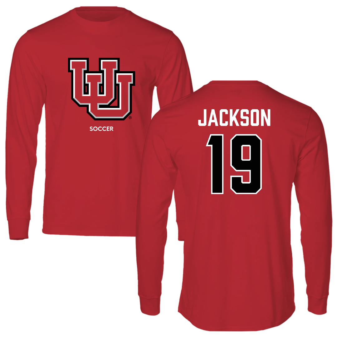 University of Utah Soccer (W) Red Block Performance Long Sleeve - #19 Baylie Jackson