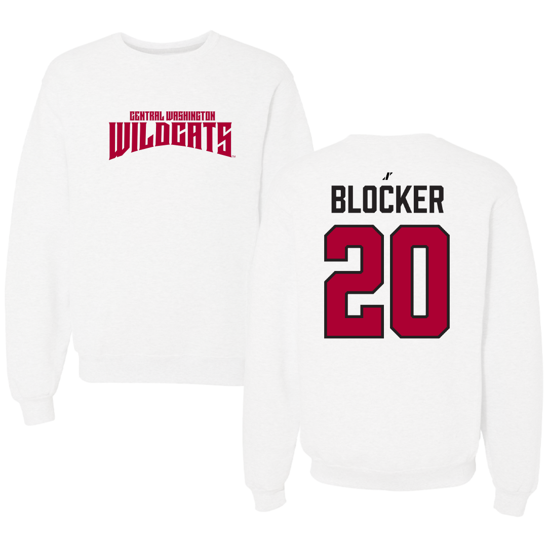 Central Washington University Softball White Classic Crewneck - #20 Brooke Blocker