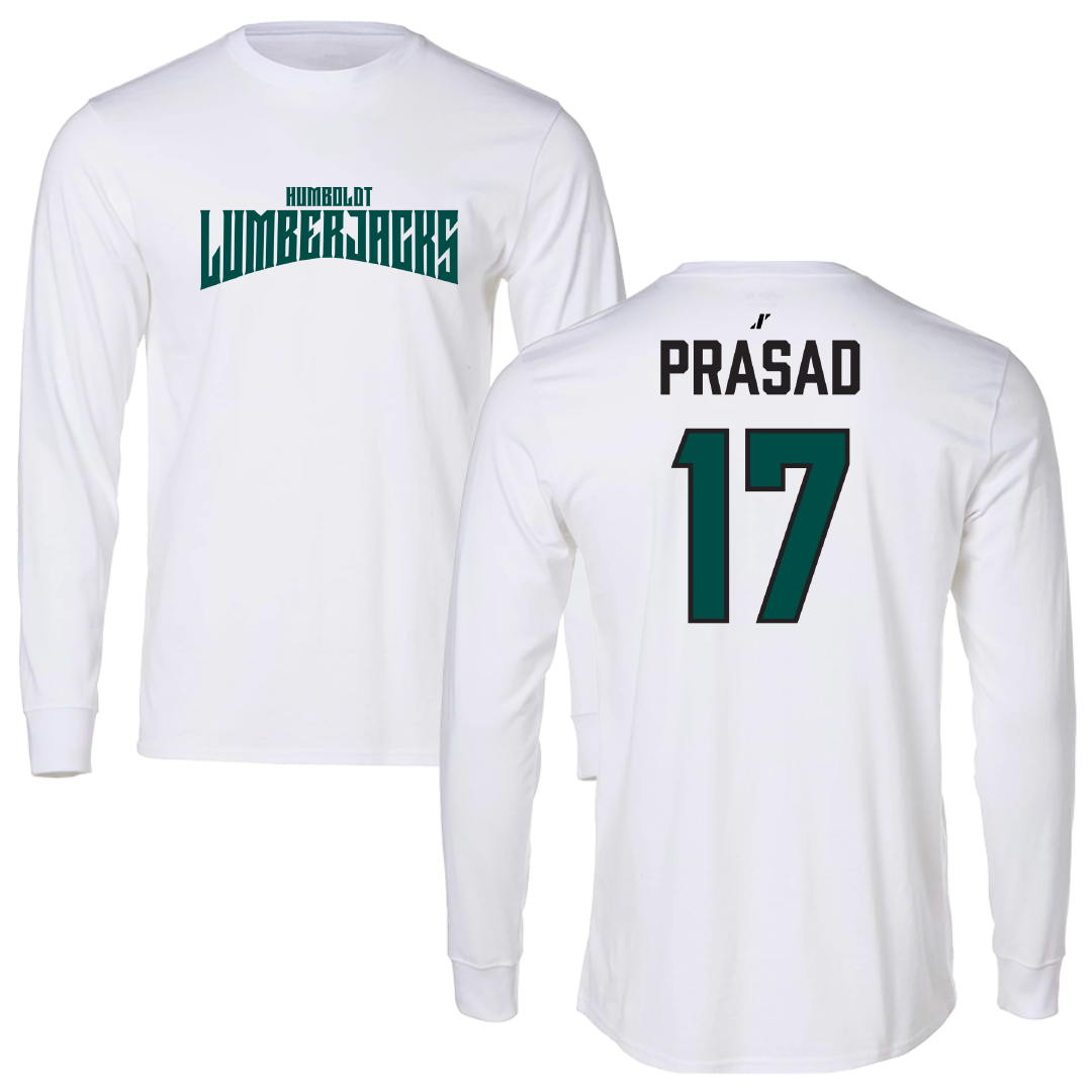 Cal Poly Humboldt Soccer White Classic Performance Long Sleeve - #17 Aansh Prasad