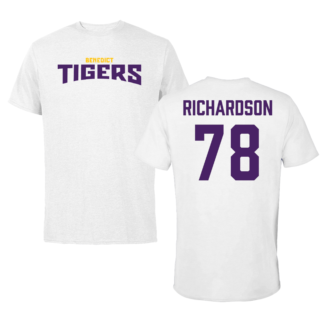 Benedict College Football White Classic Performance Tee - #78 Isaih Richardson
