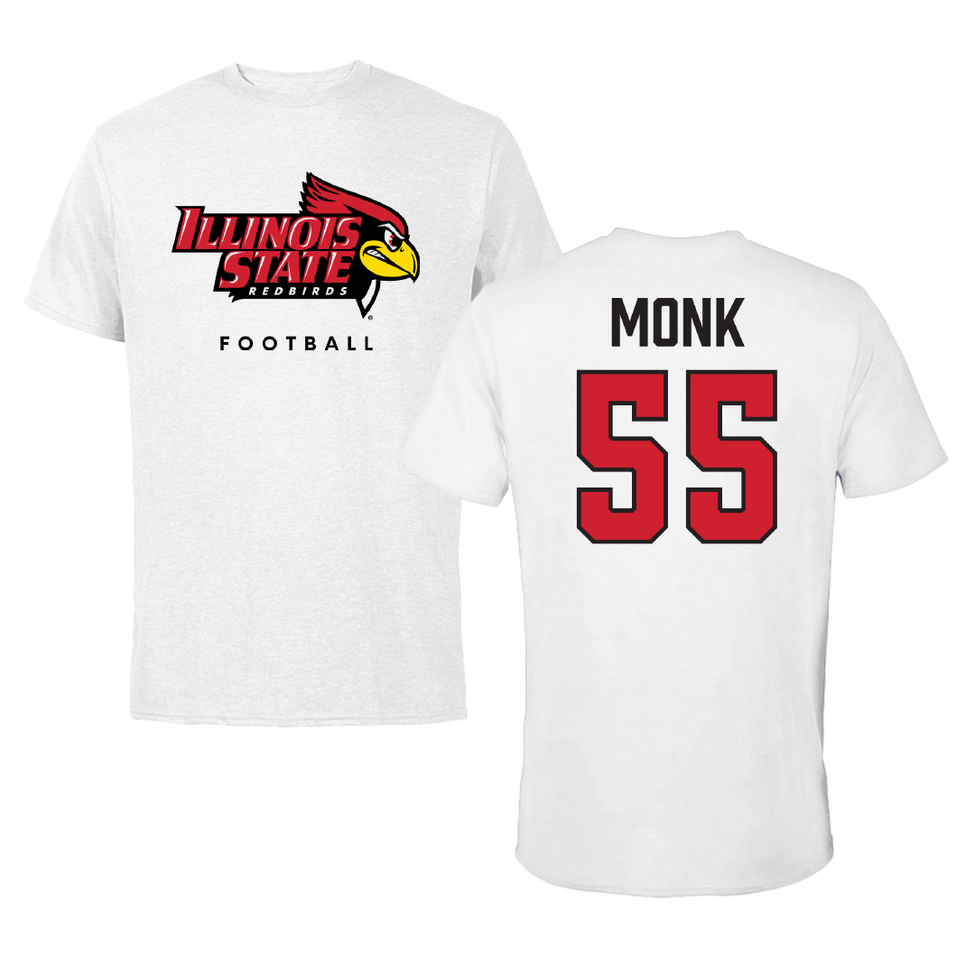 Illinois State University Football White Performance Tee - #55 Cooper Monk