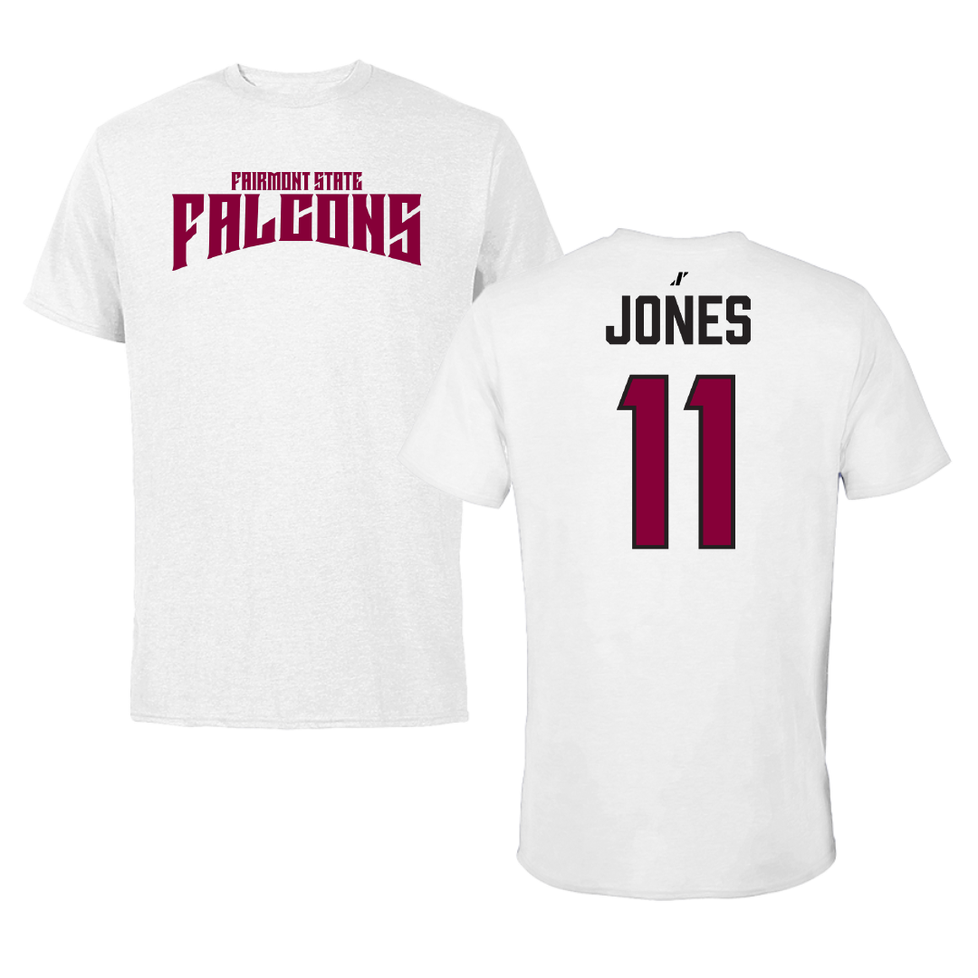 Fairmont State University Basketball (W) White Classic Performance Tee - #11 Amiel Jones