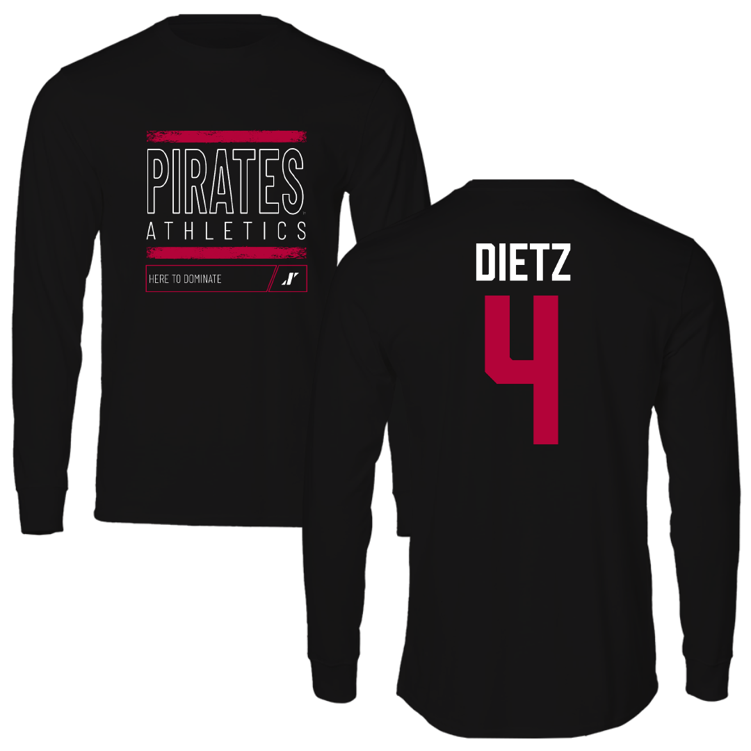 Whitworth University Football Black Dominate Performance Long Sleeve - #4 Deacon Dietz