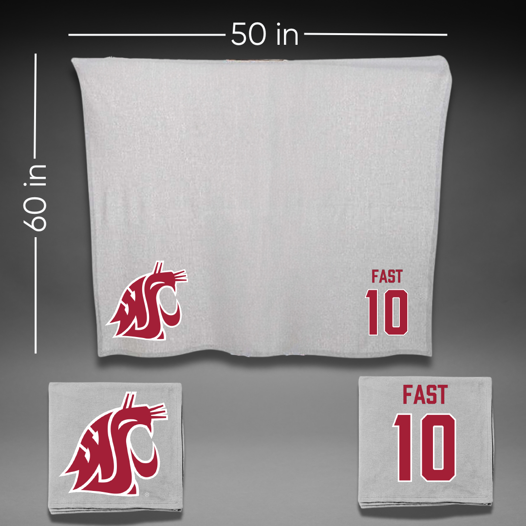 Washington State University Baseball Gray Blanket - #10 Taber Fast