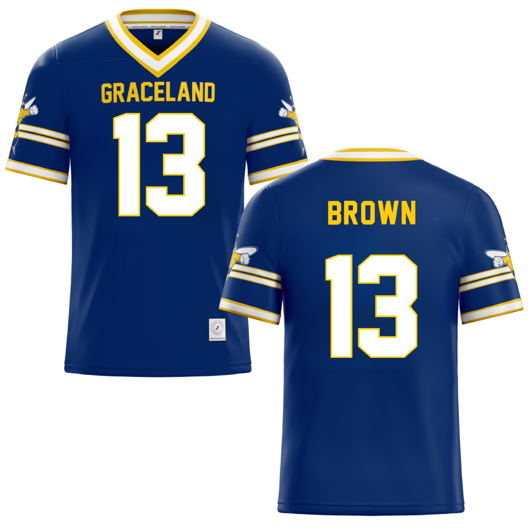 Graceland University Blue Football Jersey - #13 Makayla Brown