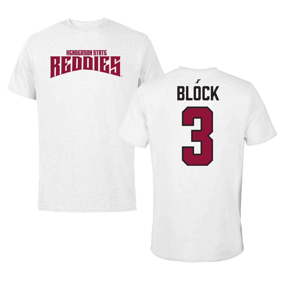 Henderson State University Baseball White Classic Performance Tee - #3 Dylan Block