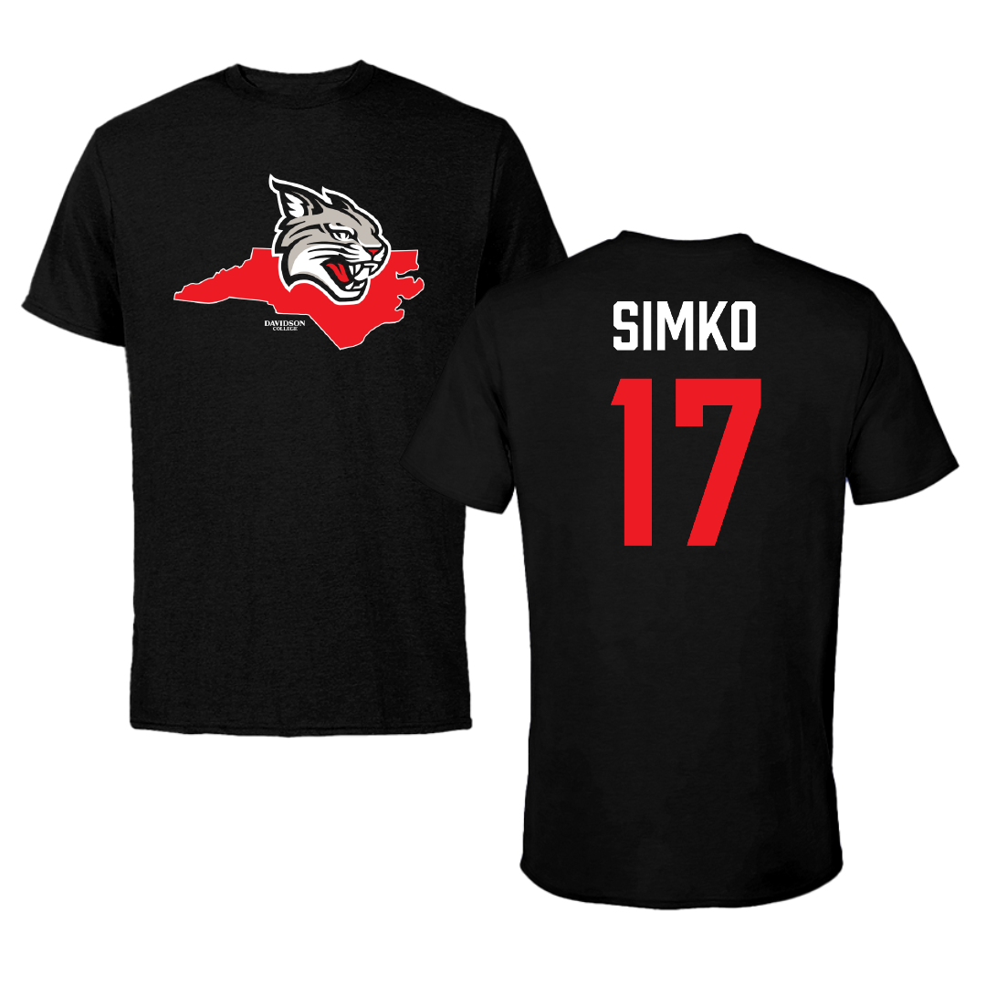 Davidson College Football Black State Tee - #17 Carter Simko
