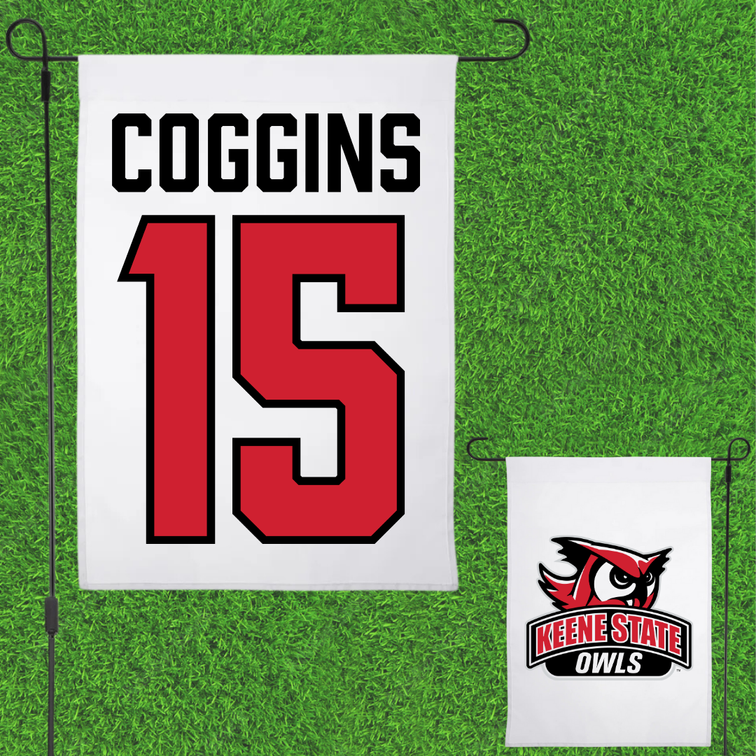 Keene State College Basketball White Garden Flag - #15 Michael Coggins