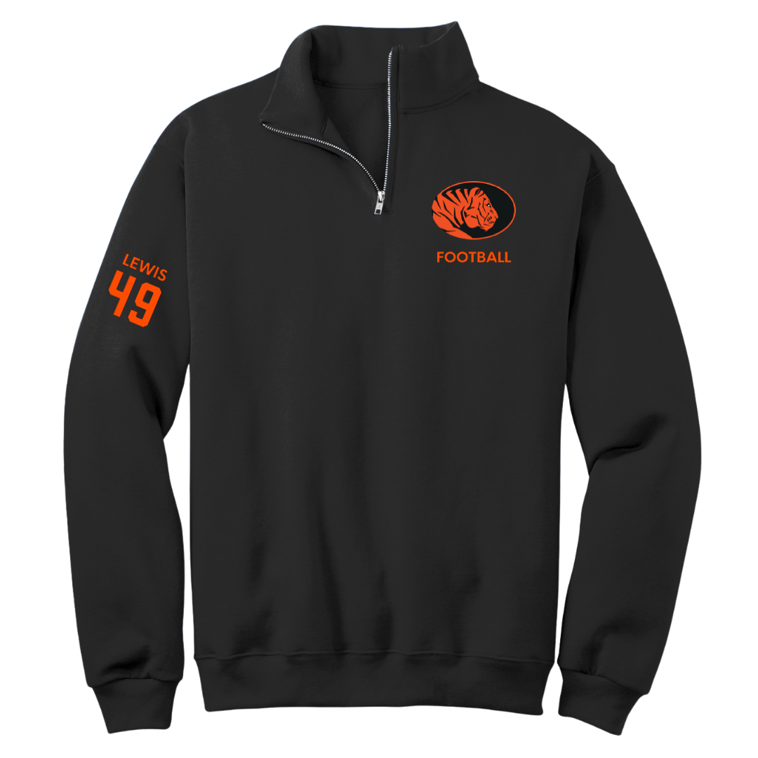 East Central University Football Black Quarter-Zip - #49 Amajah Lewis