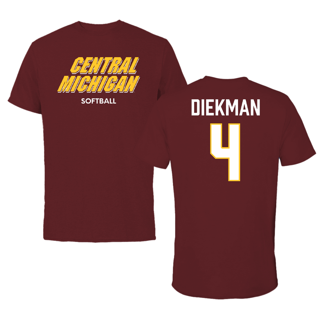 Central Michigan University Softball Maroon Performance Tee - #4 Maddison Diekman