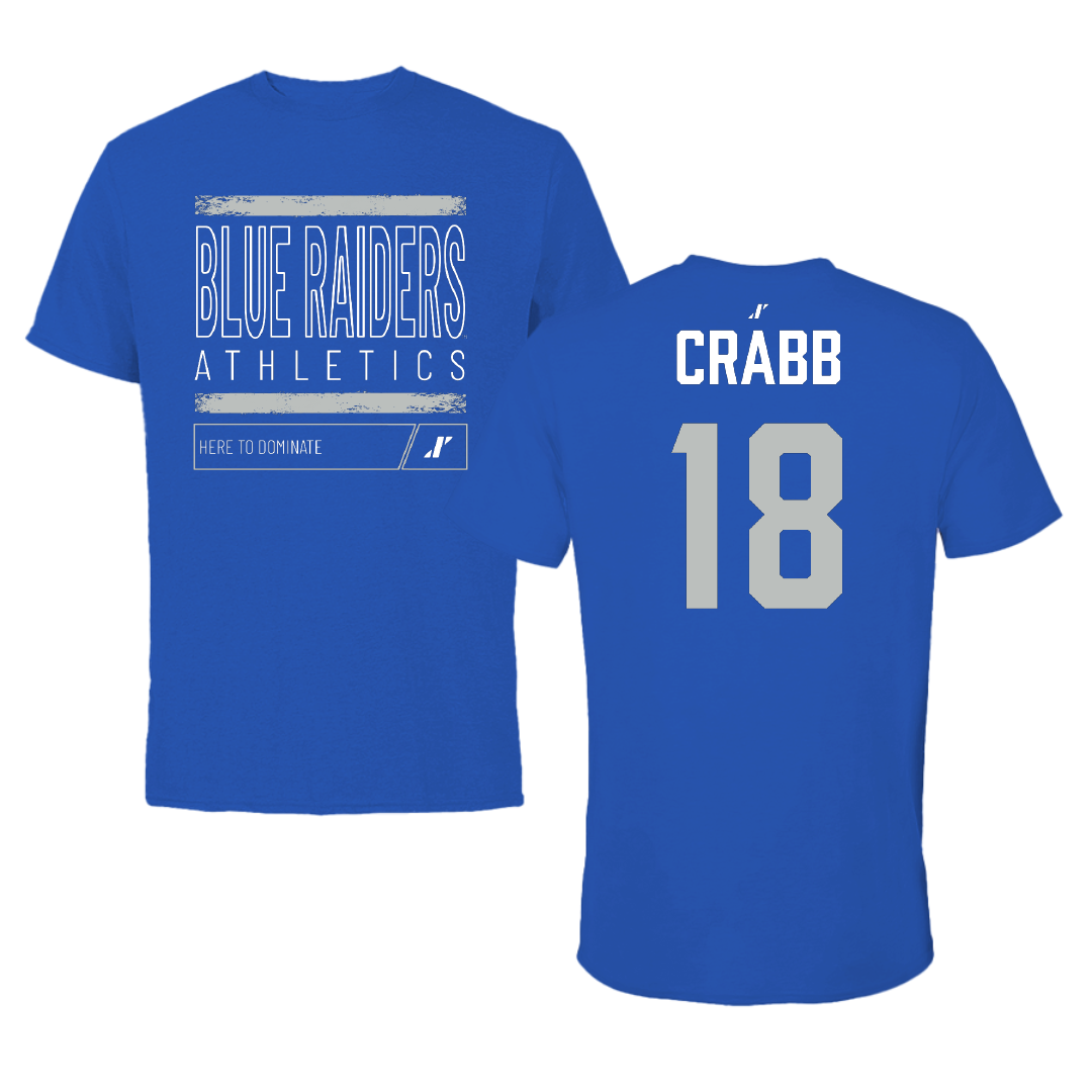 Middle Tennessee State University Soccer (W) Blue Dominate Performance Tee - #18 Hailey Crabb