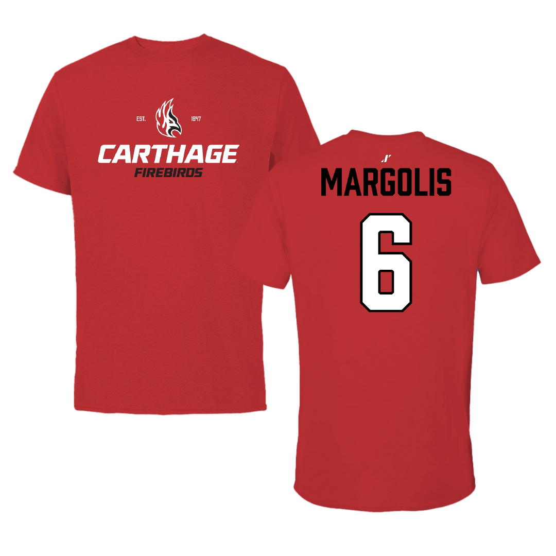 Carthage College Basketball (M) Red General Performance Tee - #6 Noah Margolis