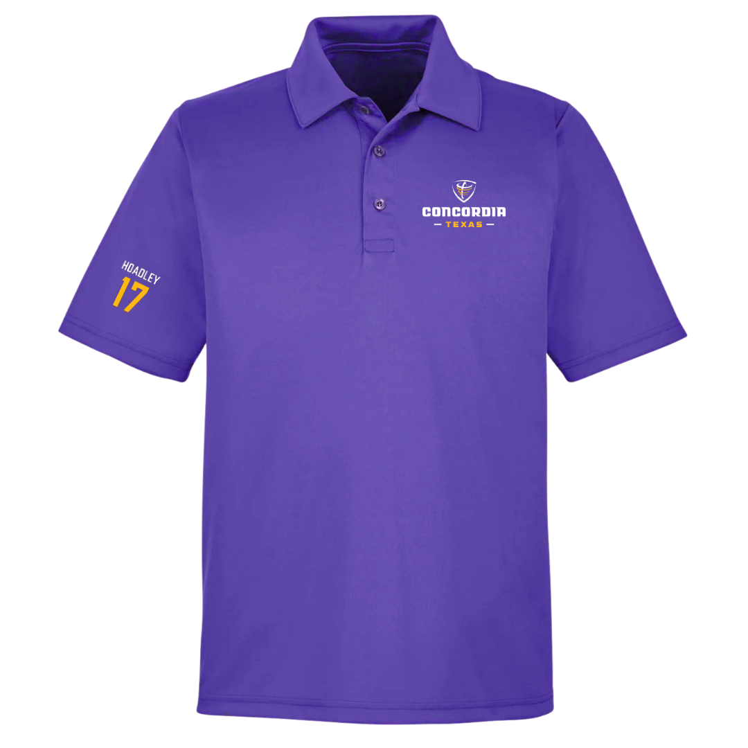 Concordia University (Texas) Baseball Purple Polo - #17 Rowdy Hoadley