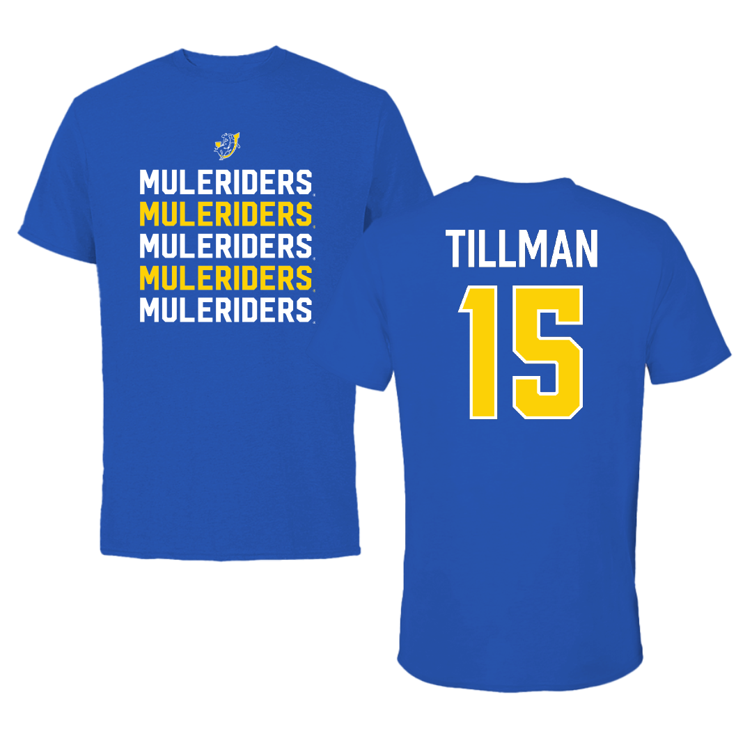Southern Arkansas University Basketball Blue General Tee - #15 Jayce Tillman