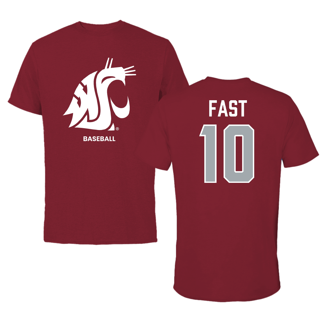 Washington State University Baseball Cardinal Tee - #10 Taber Fast