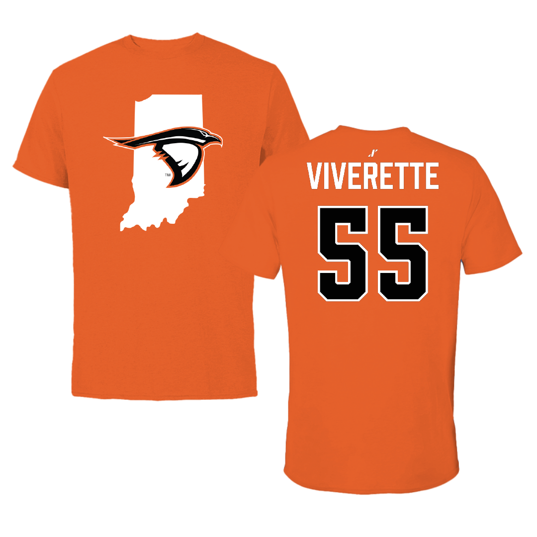 Anderson University (Indiana) Football Orange State Tee - #55 DaeQuan Viverette