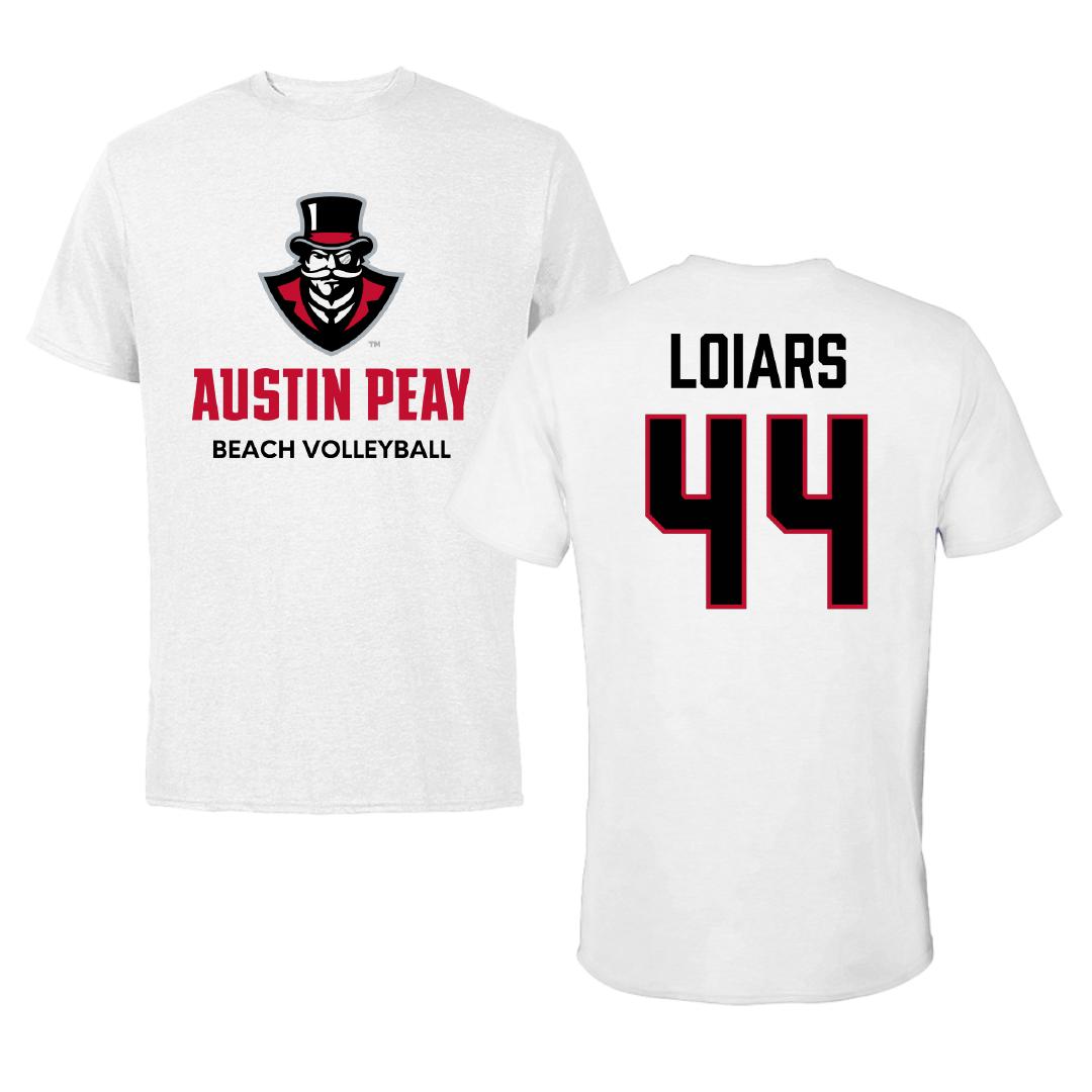 Austin Peay State University Beach Volleyball White Tee - #44 Emma Loiars