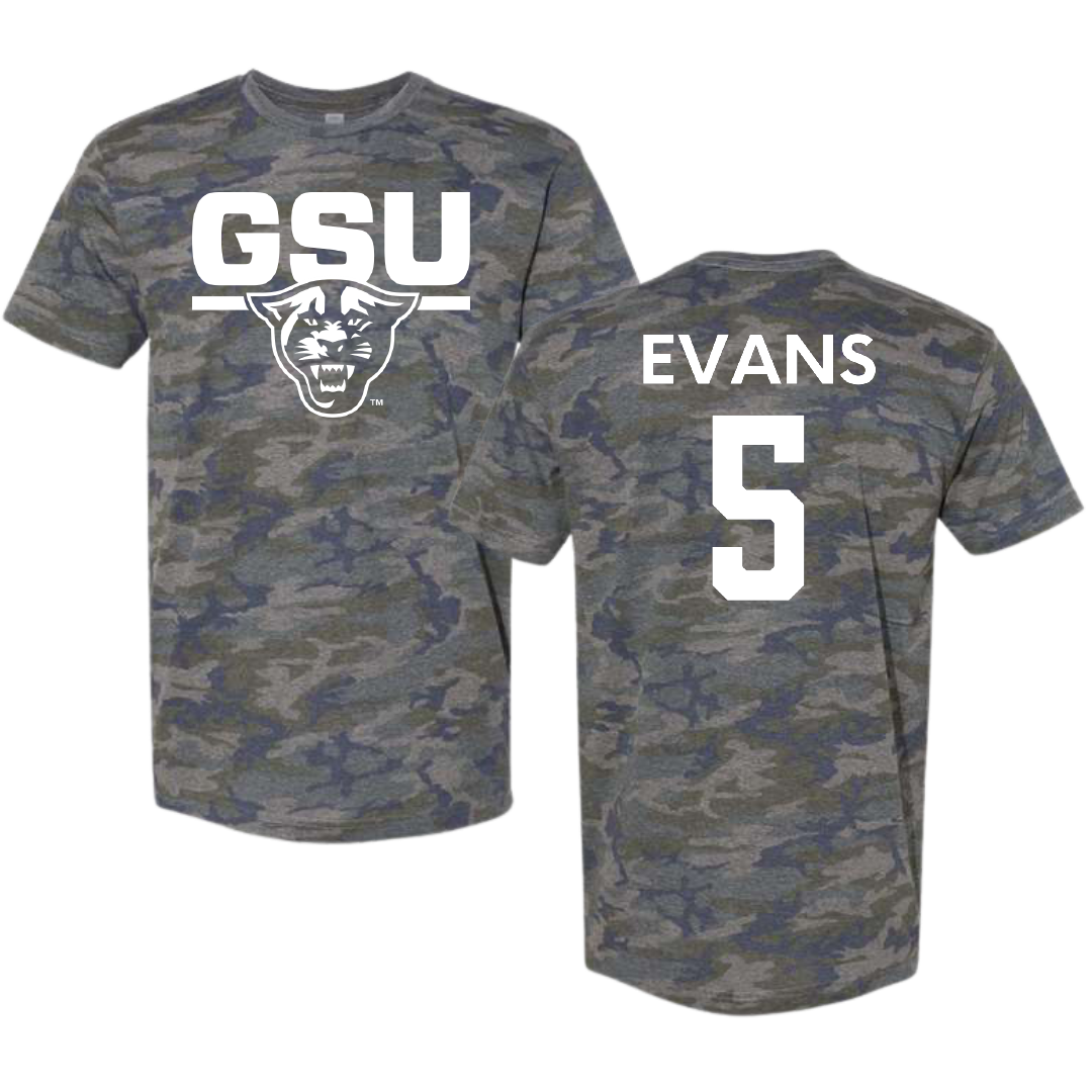 Georgia State University Baseball Vintage Camo Tee - #5 Joshua Evans