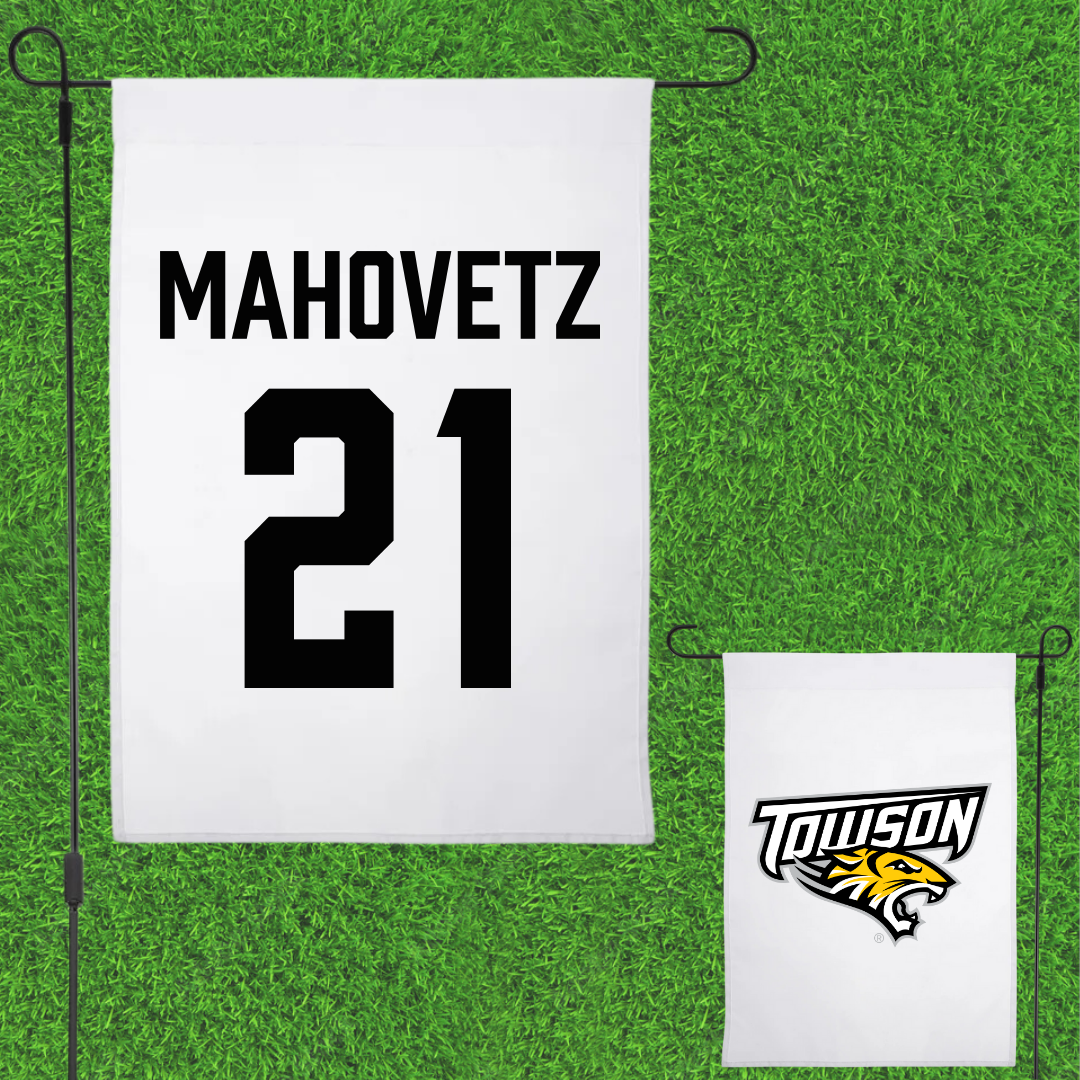 Towson University Softball White Garden Flag - #21 Caileigh Mahovetz