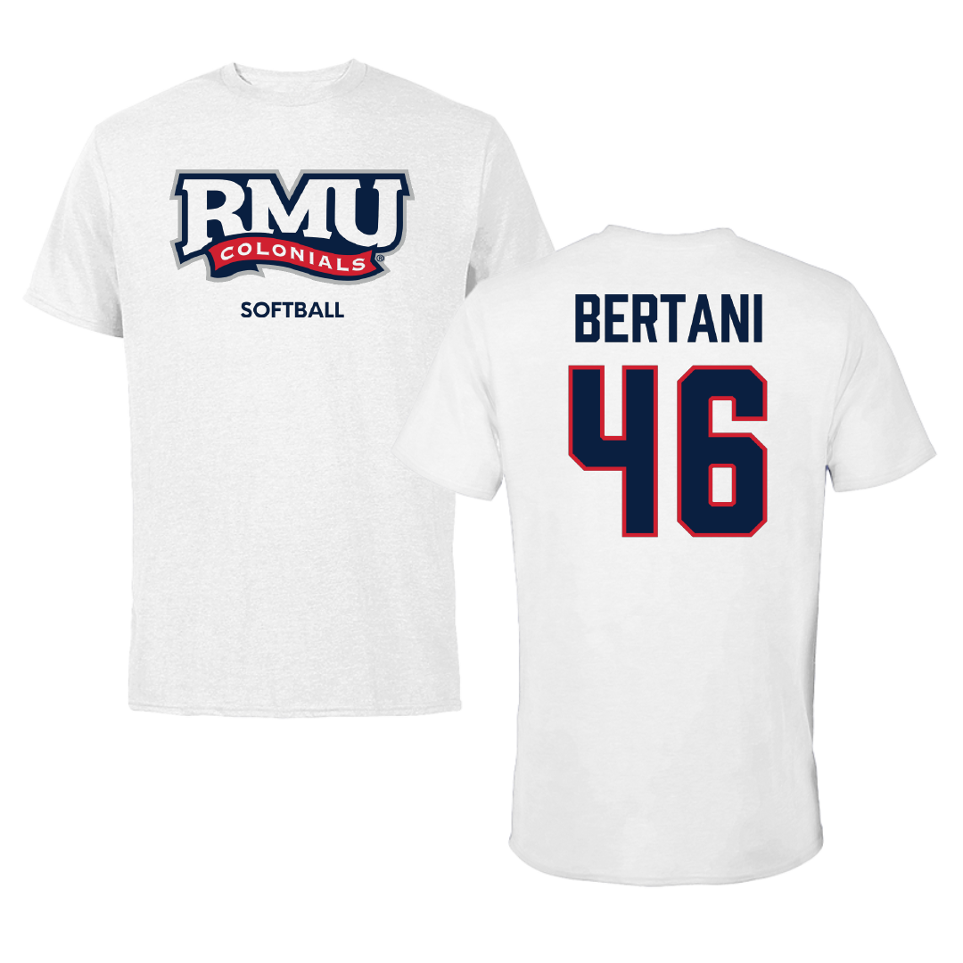 Robert Morris University Softball White Tee - #46 Bailee Bertani