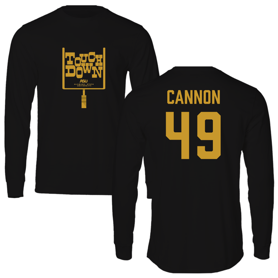 Alabama State University Football Black Touchdown Performance Long Sleeve - #49 Baylor Cannon