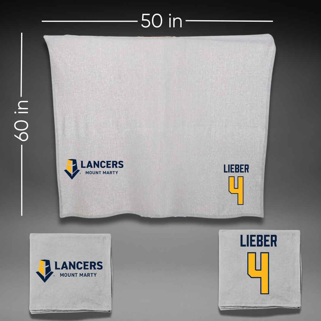 Mount Marty University Basketball Gray Blanket - #4 Aiden Lieber