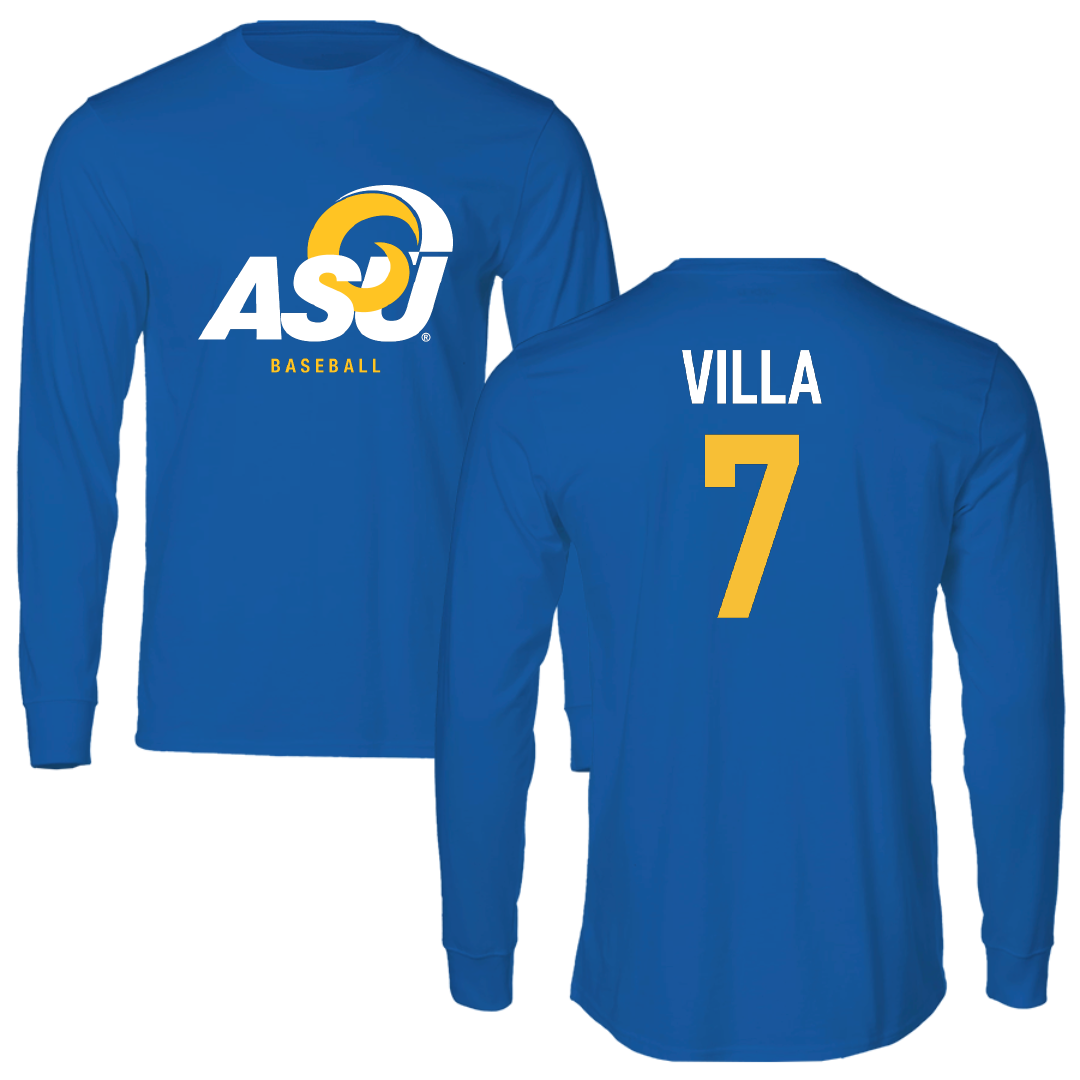 Angelo State University Baseball Blue Performance Long Sleeve - #7 Garrett Villa