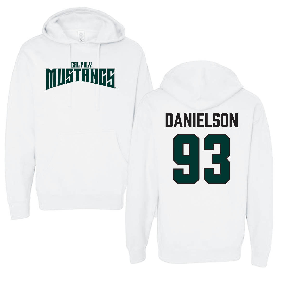 Cal Poly Football White Classic Hoodie - #93 Manaalii Danielson