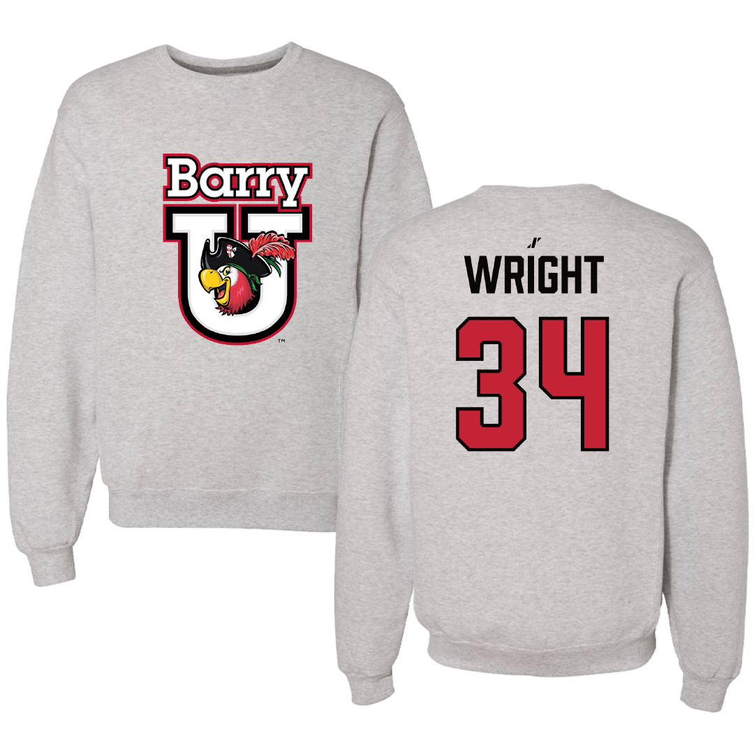 Barry University Baseball Light Gray Crewneck - #34 Dane Wright
