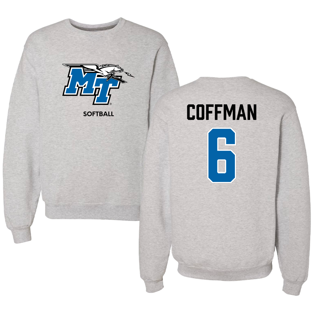 Middle Tennessee State University Softball Light Gray Crewneck - #6 Bryanna Coffman