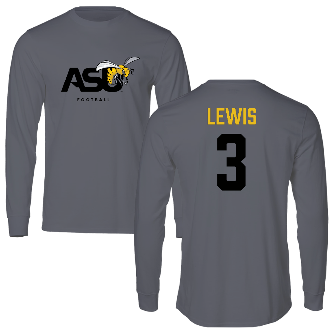 Alabama State University Football Dark Gray Long Sleeve - #3 Keane Lewis