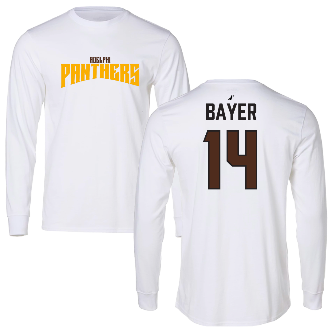 Adelphi University Lacrosse White Classic Performance Long Sleeve - #14 Stephen Bayer