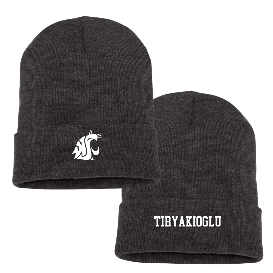 Washington State University Football Dark Gray Beanie - #19 Jake Tiryakioglu