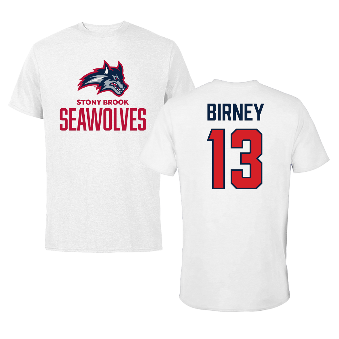 Stony Brook University Lacrosse (M) White Tee - #13 Will Birney