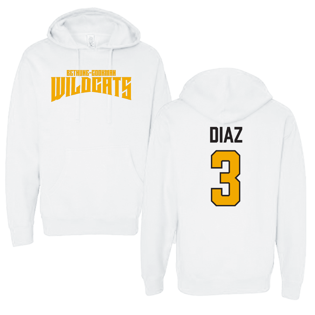 Bethune-Cookman University Baseball White Classic Hoodie - #3 Ethan Diaz