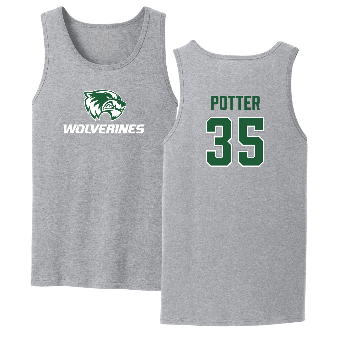 Utah Valley University Basketball Sport Gray Tank Top - #35 Ethan Potter