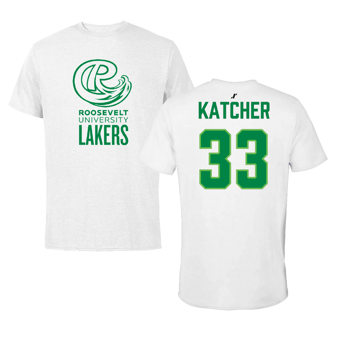 Roosevelt University Basketball White Performance Tee - #33 Brynne Katcher