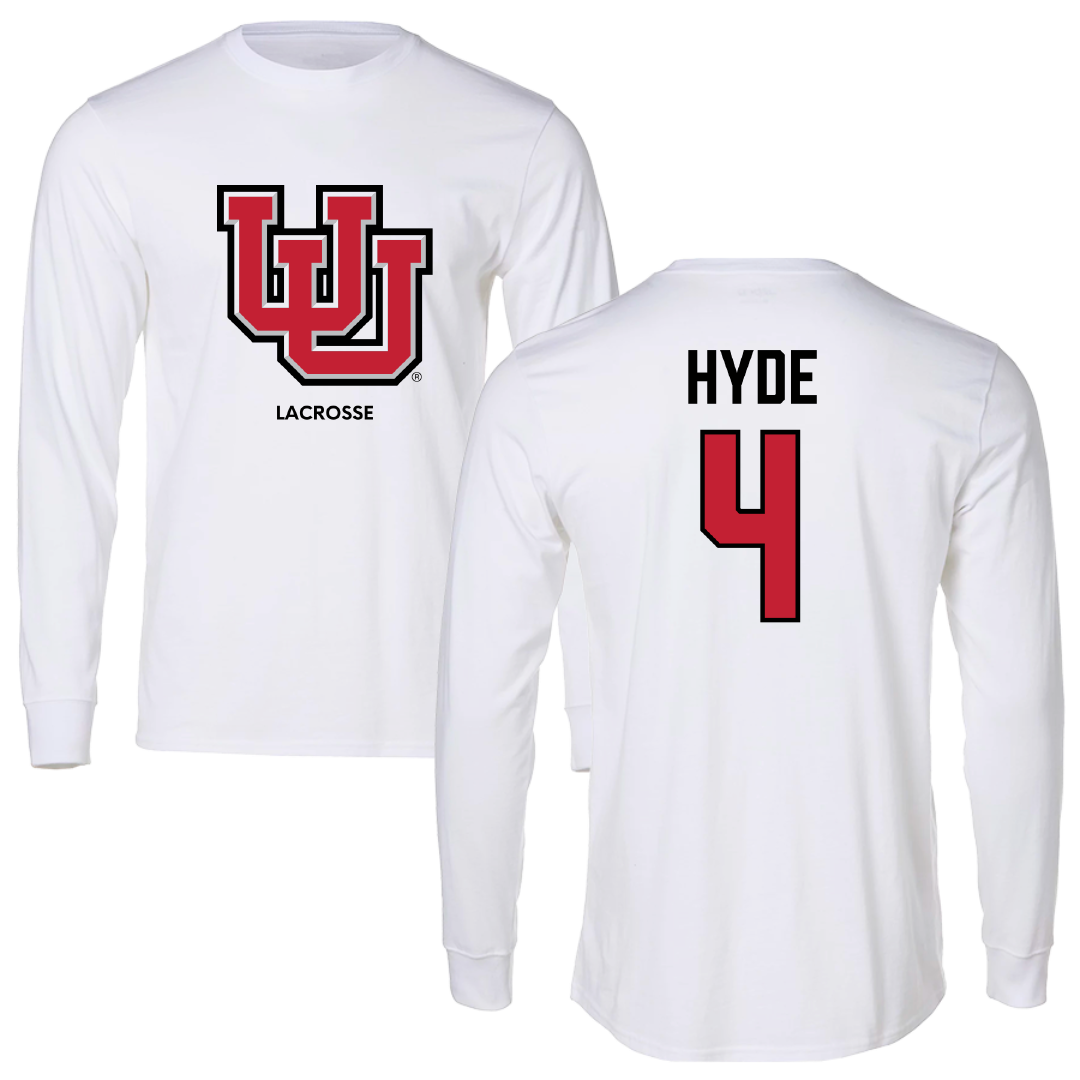 University of Utah Lacrosse (M) White Block Performance Long Sleeve - #4 Jordan Hyde