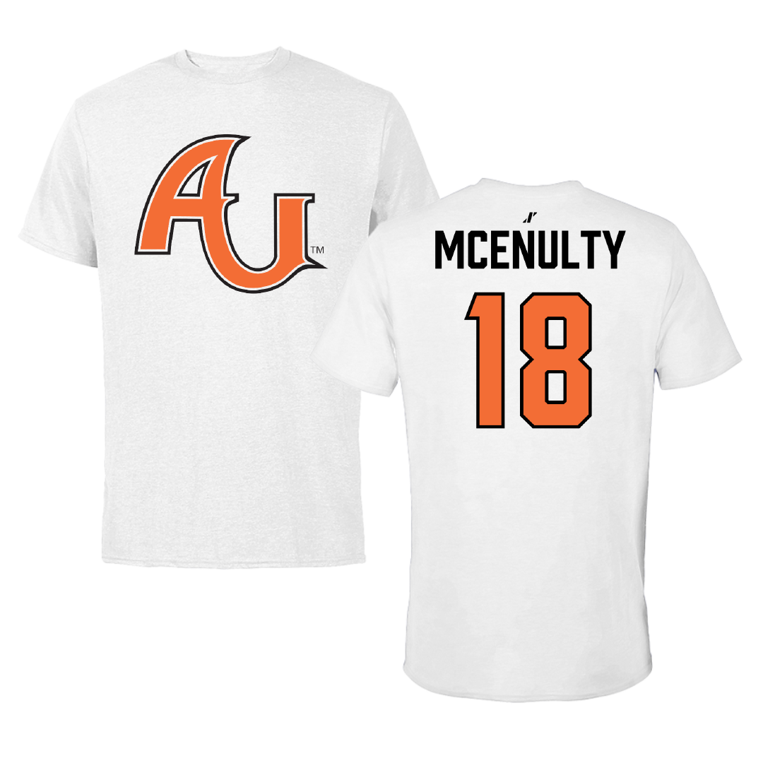 Anderson University (Indiana) Baseball White Performance Tee - #18 Leo Mcenulty