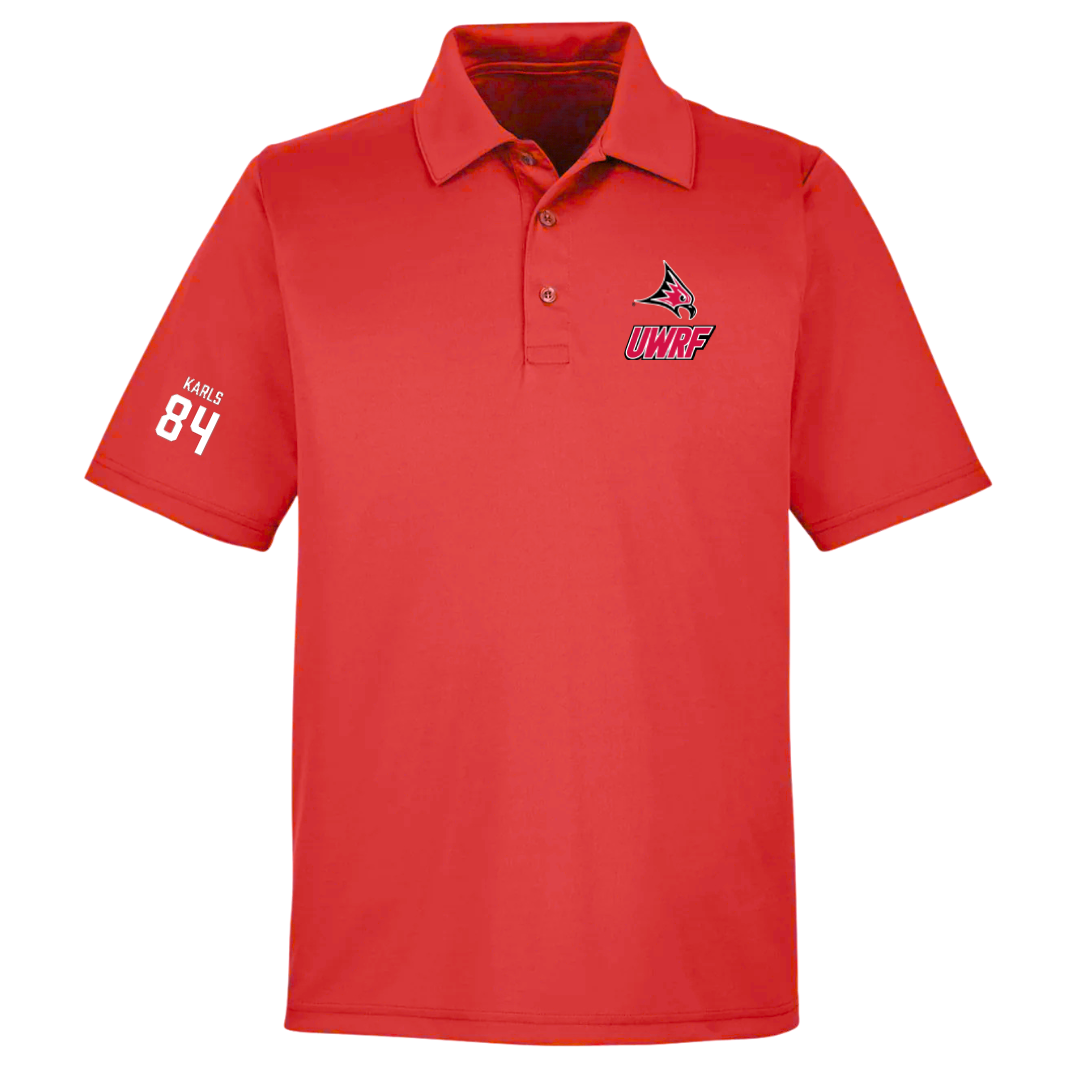 University of Wisconsin-River Falls Football Red Polo - #84 Andrew Karls