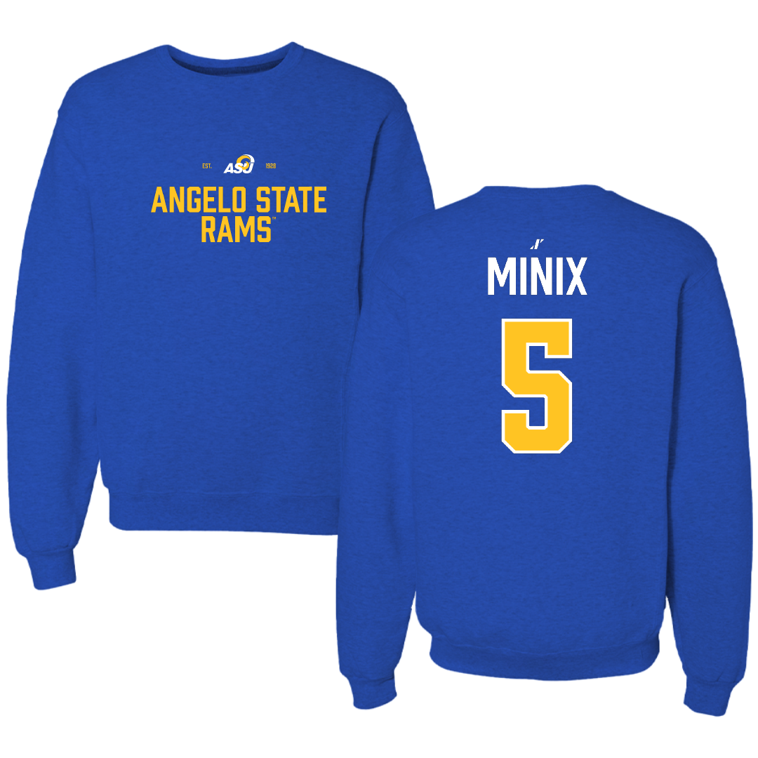 Angelo State University Football Blue General Crewneck - #5 Jayden Minix