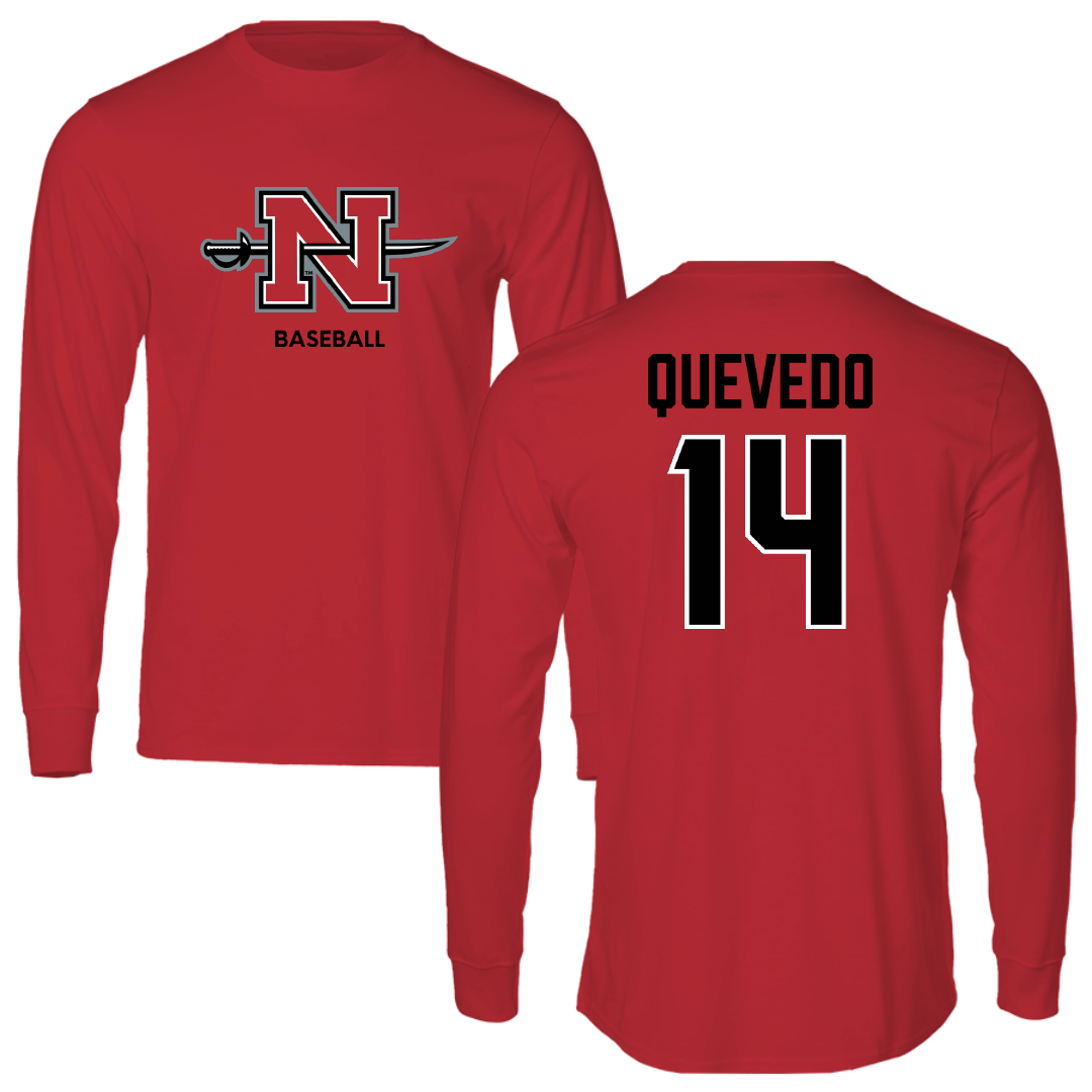 Nicholls State University Baseball Red Mascot Performance Long Sleeve - #14 Michael Quevedo