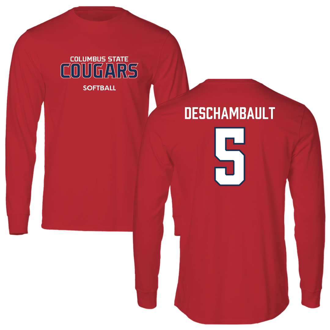 Columbus State University Softball Red Performance Long Sleeve - #5 Hannah Deschambault
