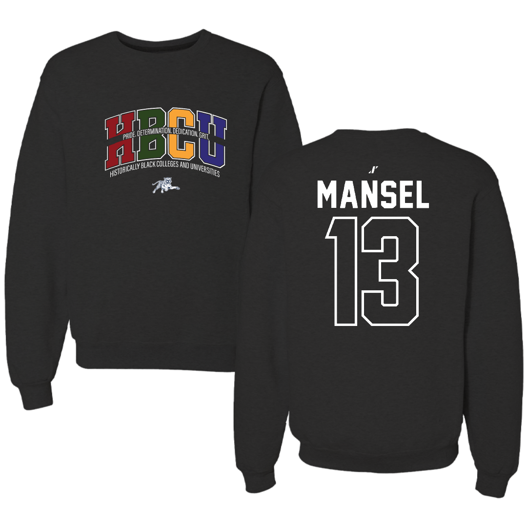 Jackson State University Basketball Black HBCU Crewneck - #13 Romelle Mansel