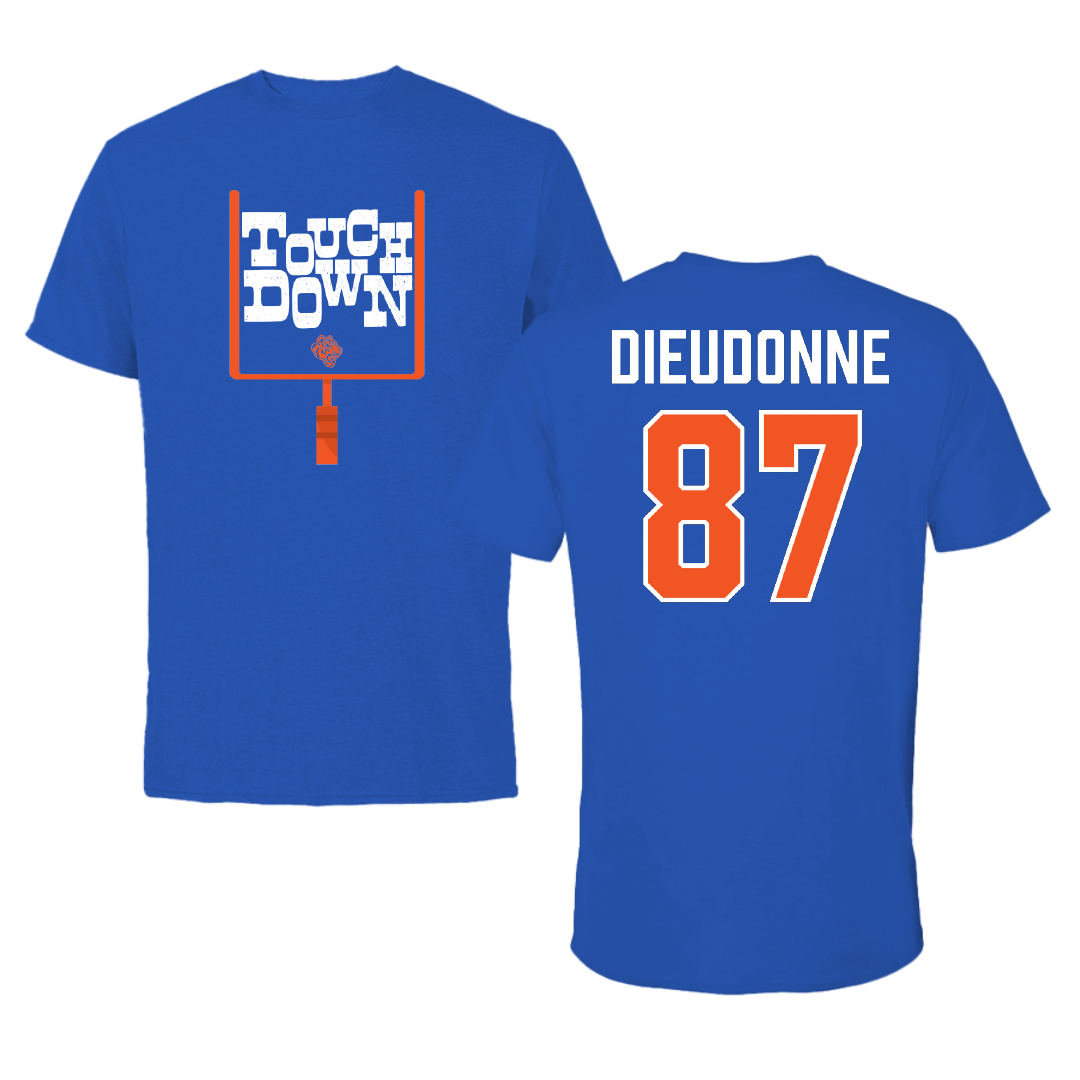 Savannah State University Football Blue Touchdown Tee - #87 Wadson Dieudonne