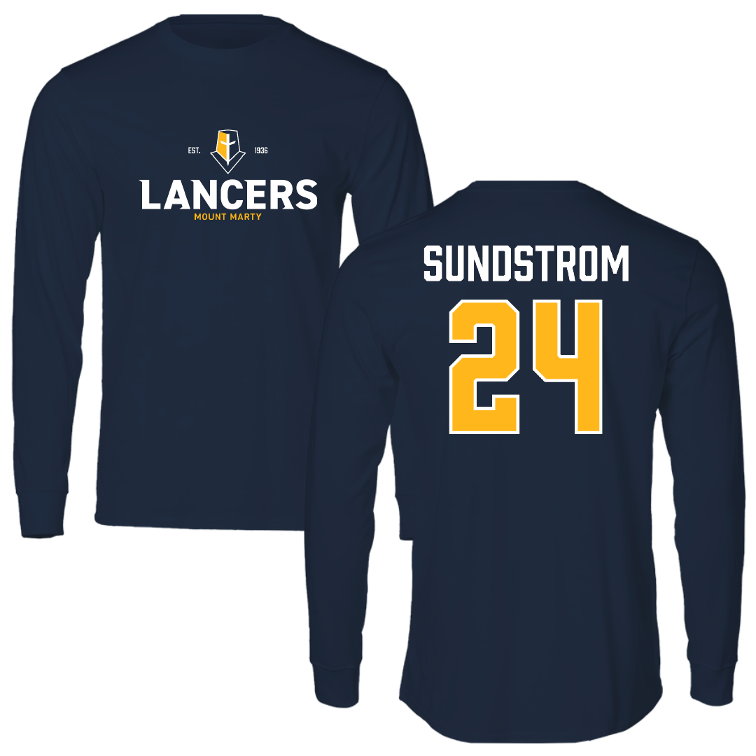 Mount Marty University Soccer Navy General Performance Long Sleeve - #24 Thor Sundstrom