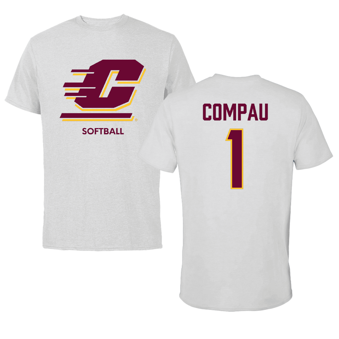 Central Michigan University Softball Light Gray Performance Tee - #1 Brooklyn Compau