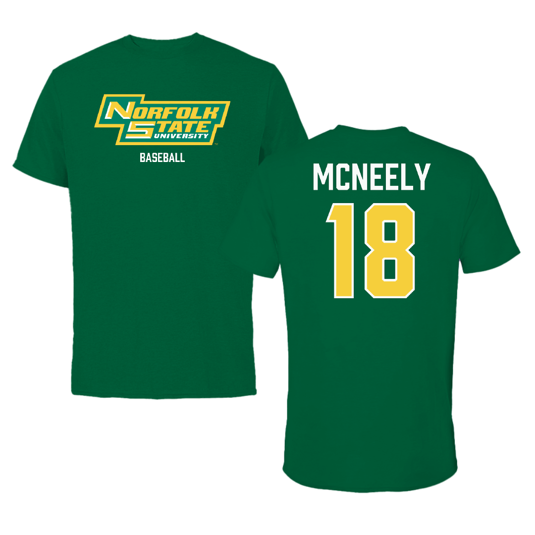Norfolk State University Baseball Green Performance Tee - #18 Zion McNeely